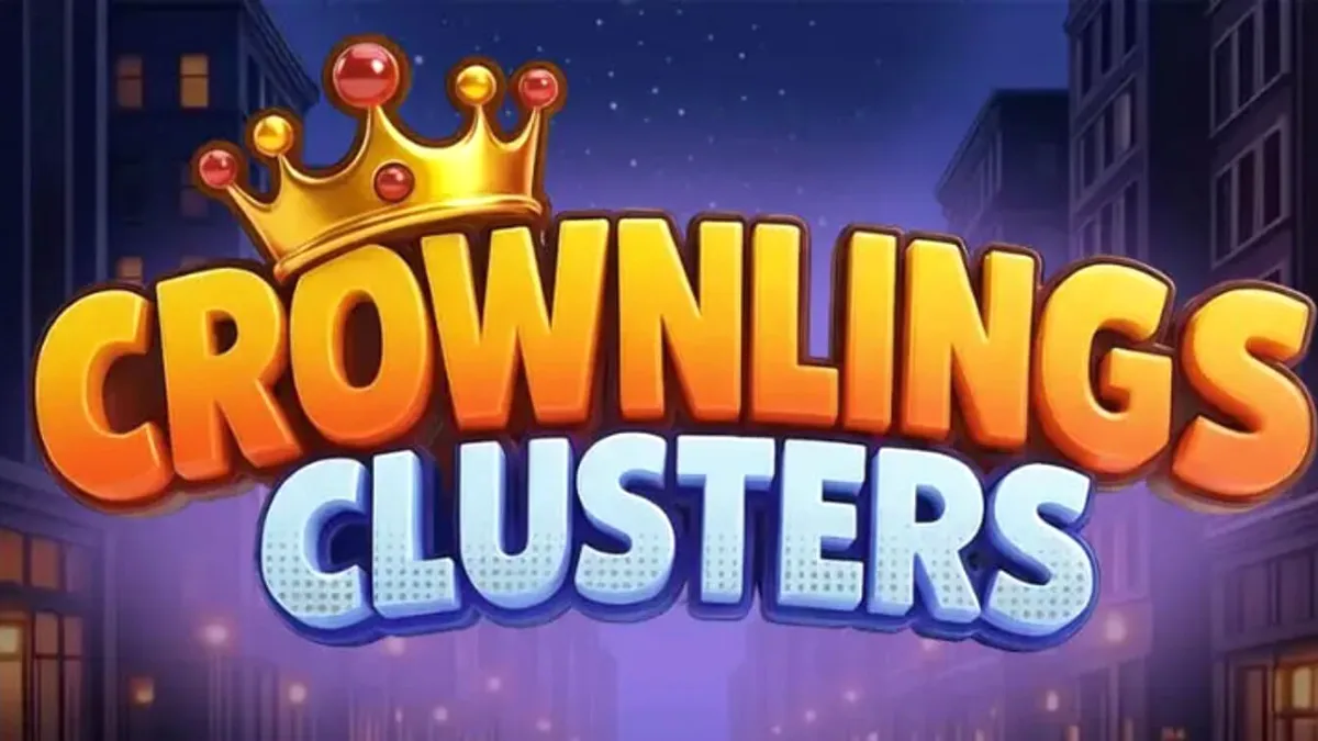 Tampilan visual slot Crownlings Clusters dengan makhluk blobby neon
